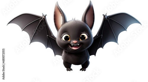 Flying Cartoon Bat Isolated on Transparent or White Background, PNG photo