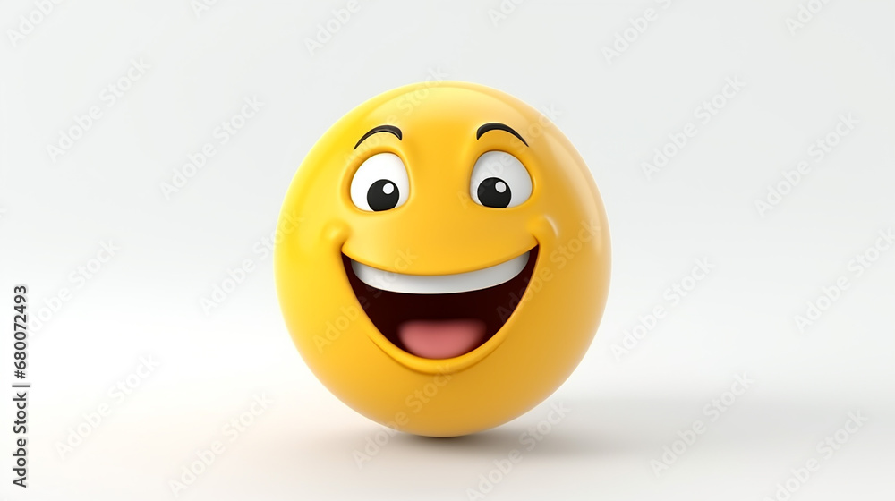 3D rendering Laughing emoji on white isolated background