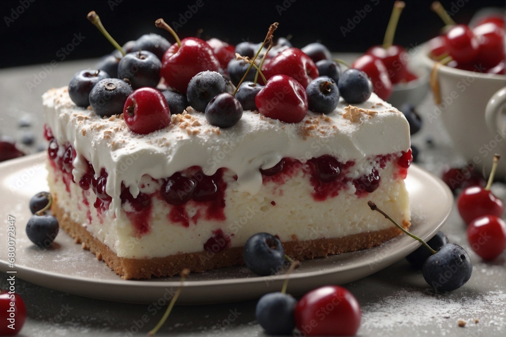 Festive cheesecake with yogurt cream and forest berries Festive cheesecake with yogurt cream and forest berries
