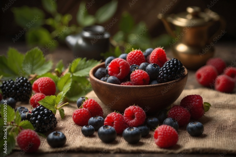 Forest berries raspberry and blueberry Forest berries raspberry and blueberry