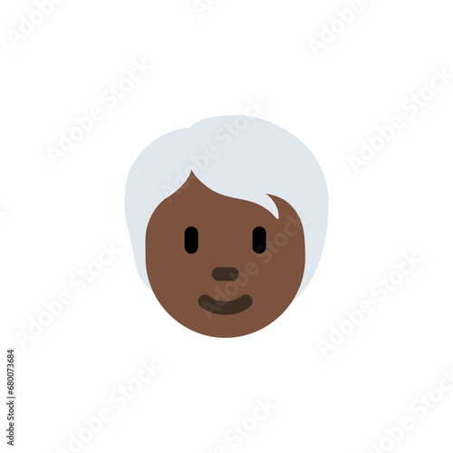Person: Dark Skin Tone, White Hair