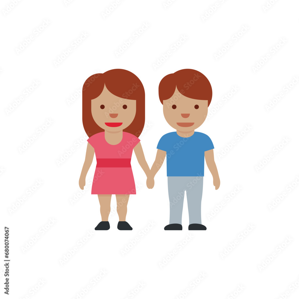 Woman and Man Holding Hands: Medium Skin Tone Woman and Man Holding Hands: Medium Skin Tone