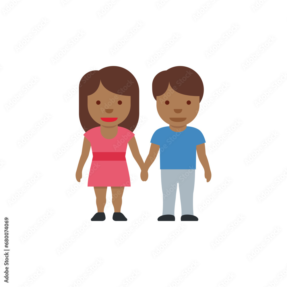 Woman and Man Holding Hands: Medium-Dark Skin Tone 