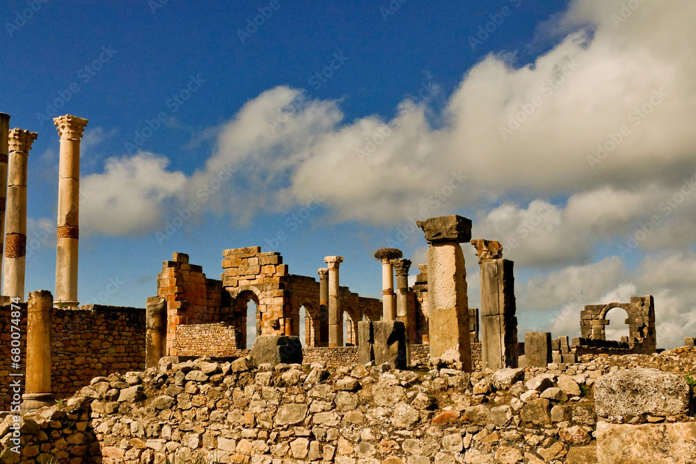 Il sito archelogico dell'antica città romana di Volubilis, nei pressi di Mekness. Marocco