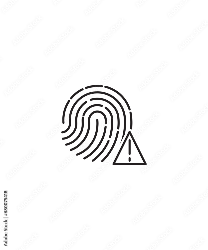 fingerprint alert icon, vector best line icon. fingerprint alert icon, vector best line icon.