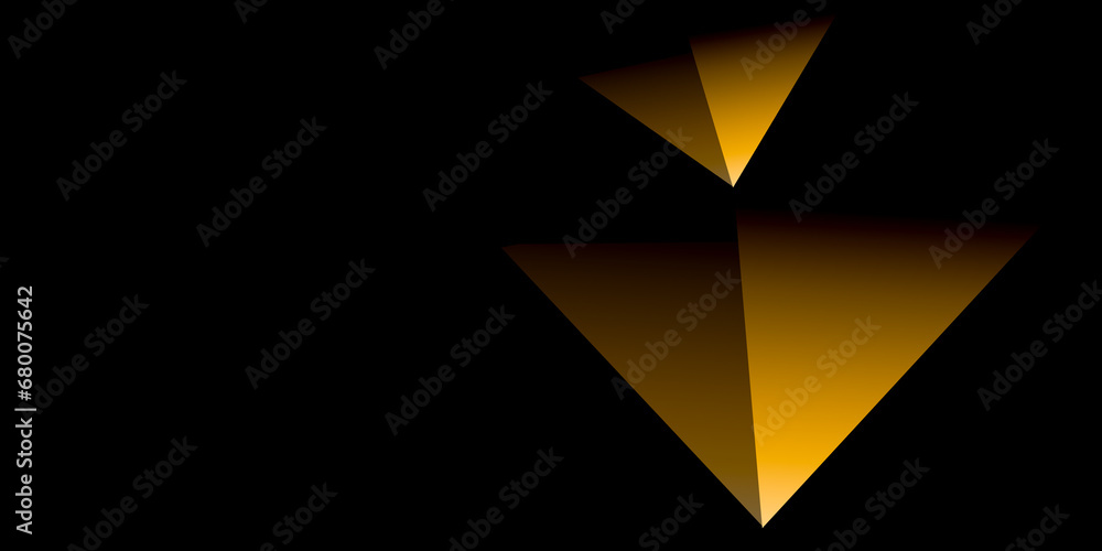 arrow on black, Abstract geometry paper texture background. Shape and lines in black and orange colors. Top view arrow on black, Abstract geometry paper texture background. Shape and lines in black and orange colors. Top view
