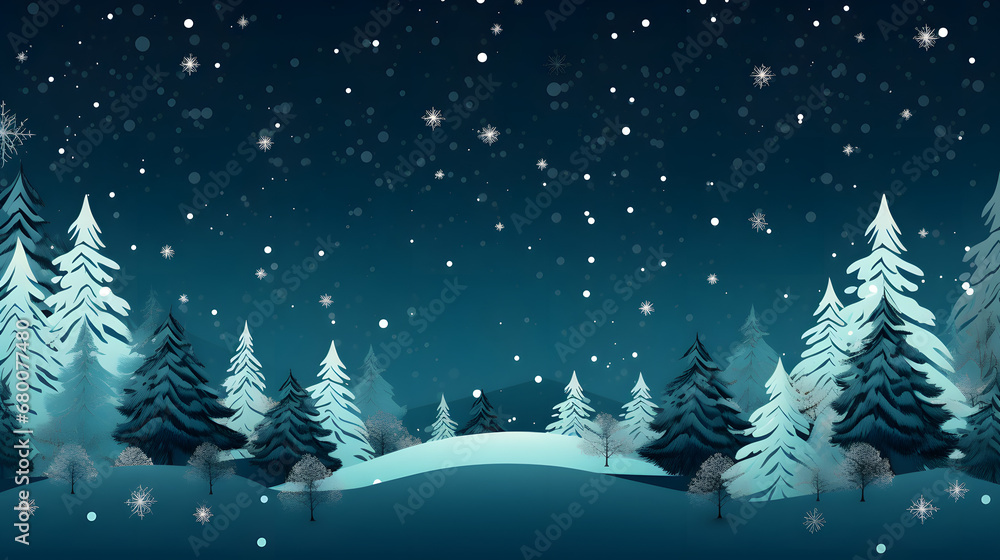 winter background with trees and snow