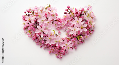 A lovely pink heart shape made of May spring flowers