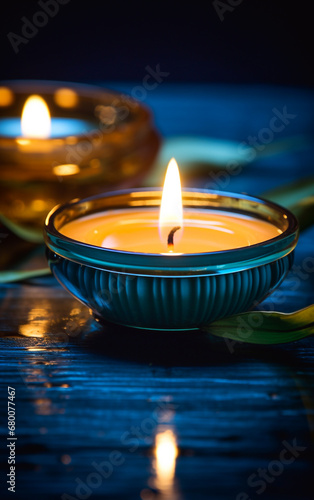 A close-up shot of a lit candle