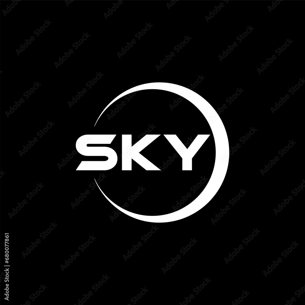 SKY letter logo design with black background in illustrator, cube logo, vector logo, modern alphabet font overlap style. calligraphy designs for logo, Poster, Invitation, etc. SKY letter logo design with black background in illustrator, cube logo, vector logo, modern alphabet font overlap style. calligraphy designs for logo, Poster, Invitation, etc.
