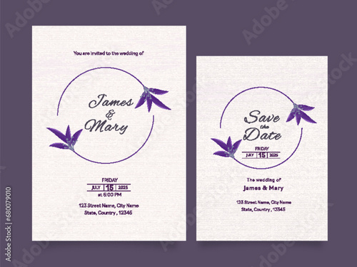 Wedding Invitation Card Templates Layout with Event Details for Ready To Print.