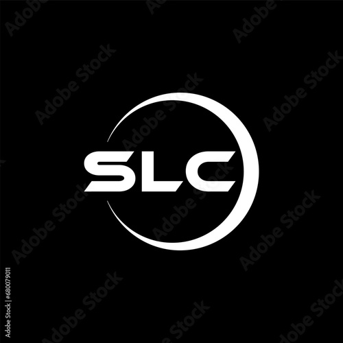 SLC letter logo design with black background in illustrator, cube logo, vector logo, modern alphabet font overlap style. calligraphy designs for logo, Poster, Invitation, etc. photo