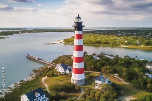 Aerial view of lighthouse in St Augustine Florida