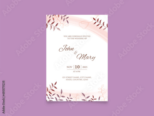 Wedding Invitation Card Template Design for Ready to Print.