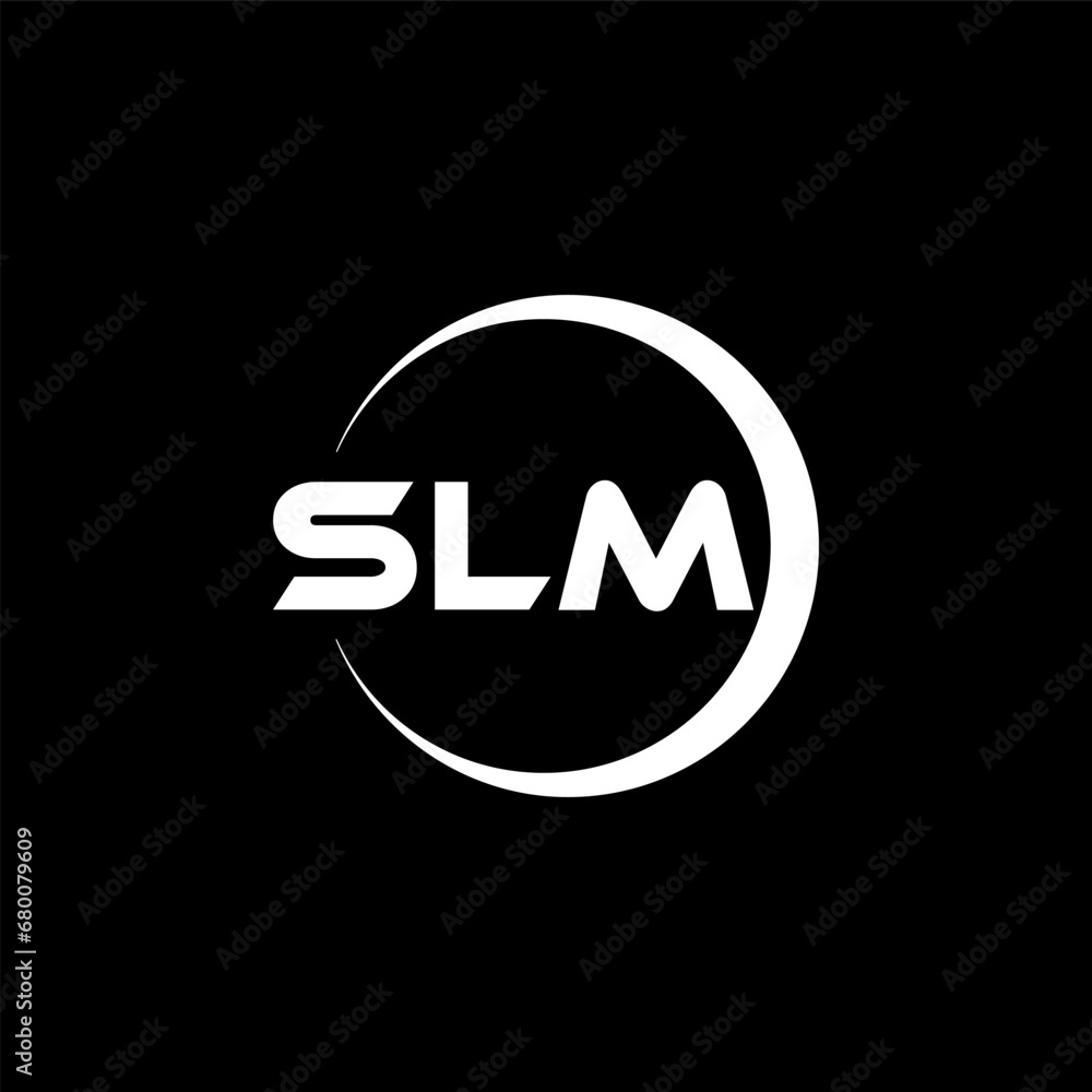 SLM letter logo design with black background in illustrator, cube logo, vector logo, modern alphabet font overlap style. calligraphy designs for logo, Poster, Invitation, etc.