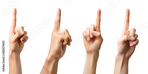 Male Hand Pointing Upward, Gesture of number one, asking attention