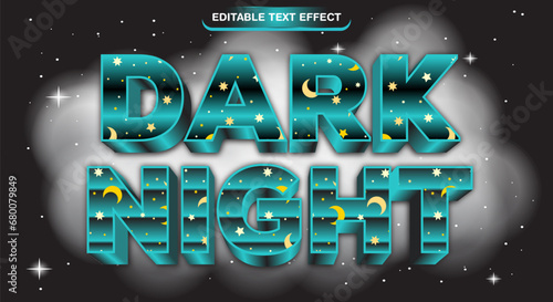 Editable vector text effect Dark Night sky theme