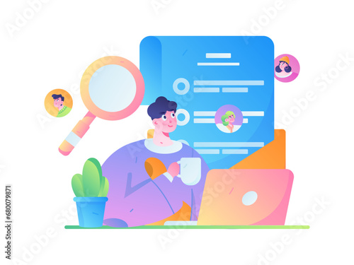 Person interviewing for job flat vector concept operation hand drawn illustration
