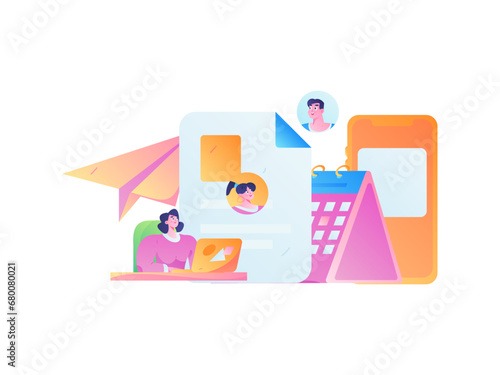 Person interviewing for job flat vector concept operation hand drawn illustration

