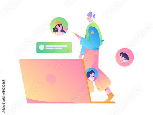 Person interviewing for job flat vector concept operation hand drawn illustration
