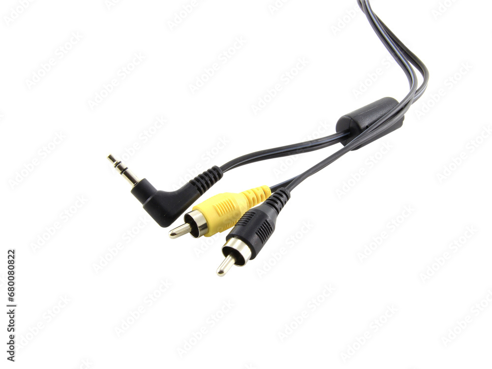 Wire plug or jack isolated of adapter on white background.It is an electronic device. Wire plug or jack isolated of adapter on white background.It is an electronic device.