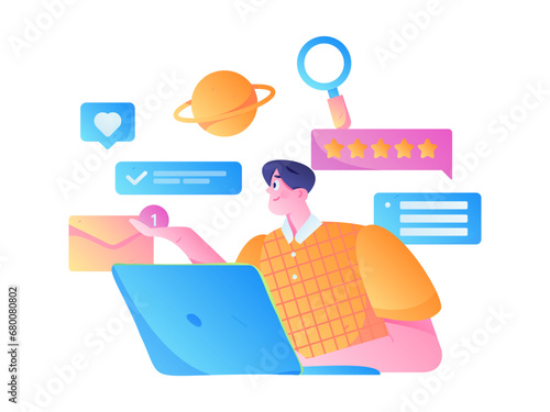Person interviewing for job flat vector concept operation hand drawn illustration
