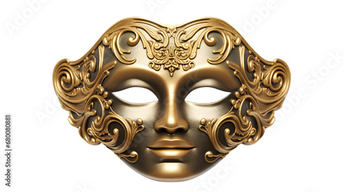 Golden Venetian Masquerade Opera Mask on Transparent Background