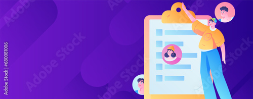 Person interviewing for job flat vector concept operation hand drawn illustration
