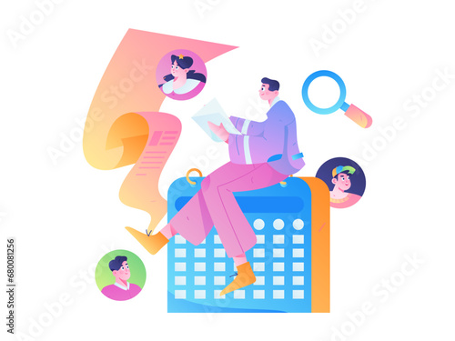 Person interviewing for job flat vector concept operation hand drawn illustration

