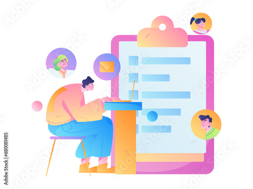 Person interviewing for job flat vector concept operation hand drawn illustration
