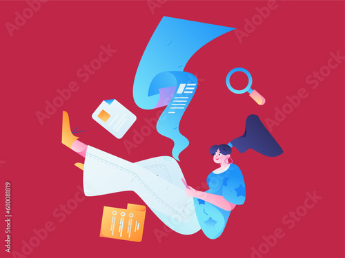 Person interviewing for job flat vector concept operation hand drawn illustration
