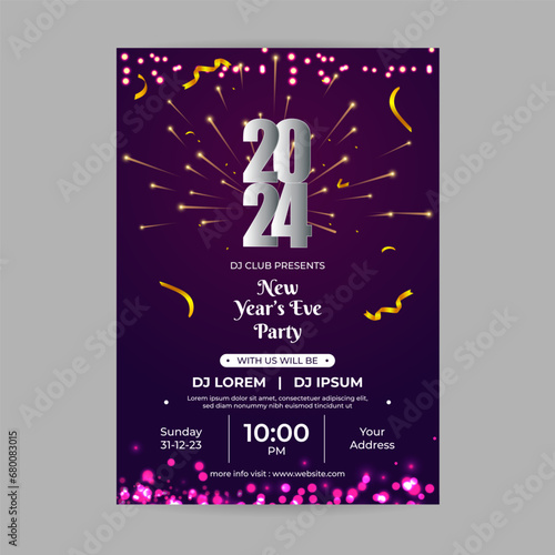 Vector illustration of New Year Party Invitation social media feed template