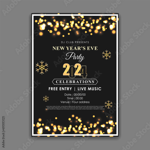 Vector illustration of New Year Party Invitation social media feed template
