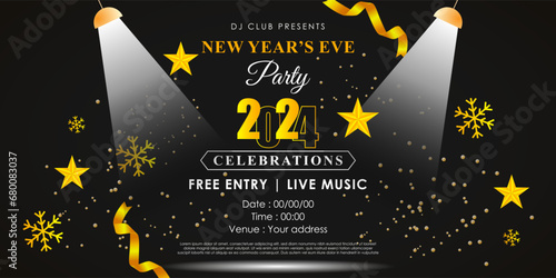 Photography Vector illustration of New Year Party Invitation social media feed template