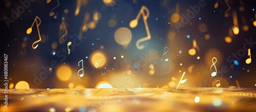 Musical notes and bokeh background symbolize a joyful life filled with music Copy space image Place for adding text or design