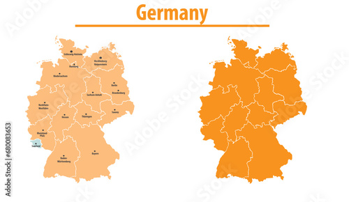 Germany map. illustration vector detailed Germany map with all state names