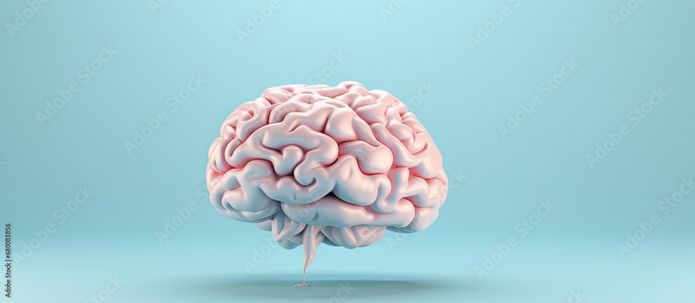 Mental health concept Human brain melts on blue background Copy space image Place for adding text or design Mental health concept Human brain melts on blue background Copy space image Place for adding text or design