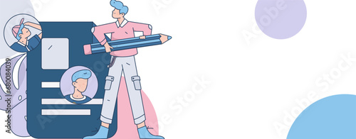 Person interviewing for job flat vector concept operation hand drawn illustration
