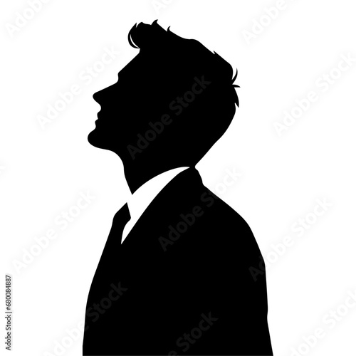 A Business Man looks up on the sky, vector silhouette