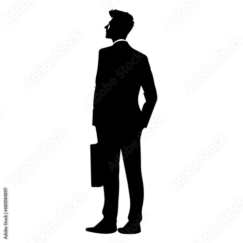 A Business Man looks up on the sky, vector silhouette