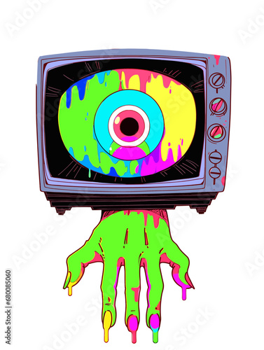 Creepy TV Vector Illustration