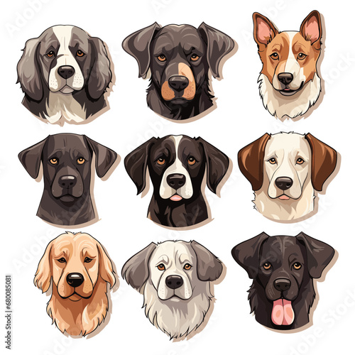 Fototapeta Naklejka Na Ścianę i Meble -  Collection of cute dogs flat illustration