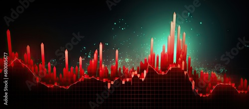 Modern stock market crash concept wallpaper depicting a descending red graph with alarming colors and design Copy space image Place for adding text or design photo
