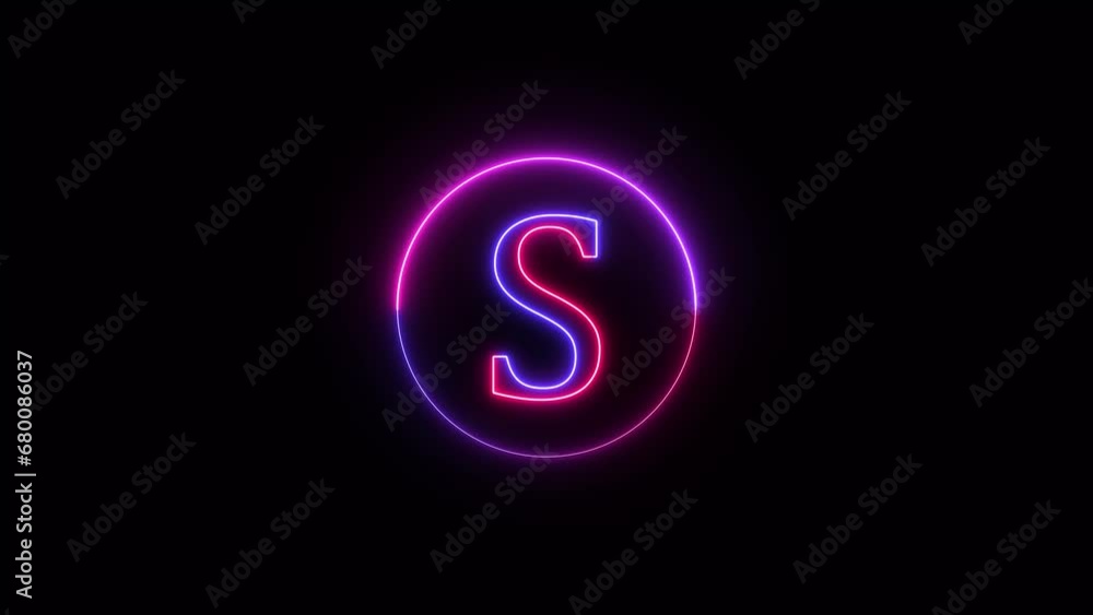 Neon font letter S. Animated neon alphabet, neon font S, neon text S, neon letter S Neon font letter S. Animated neon alphabet, neon font S, neon text S, neon letter S