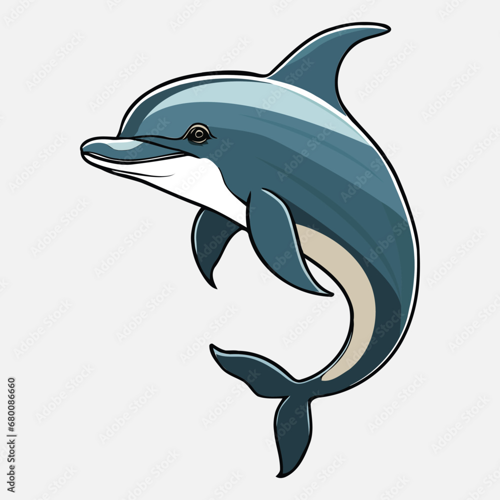 Fototapeta premium A Beautiful Dolphin Vector Art Work Illustration.