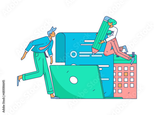 Person interviewing for job flat vector concept operation hand drawn illustration
