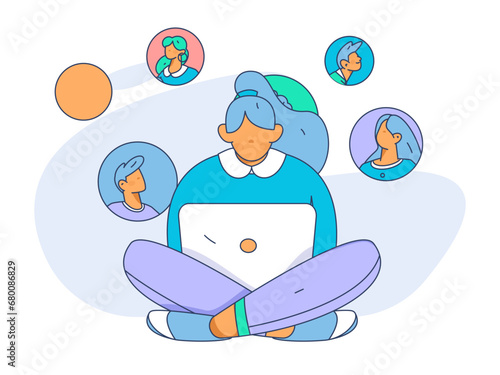 Person interviewing for job flat vector concept operation hand drawn illustration
