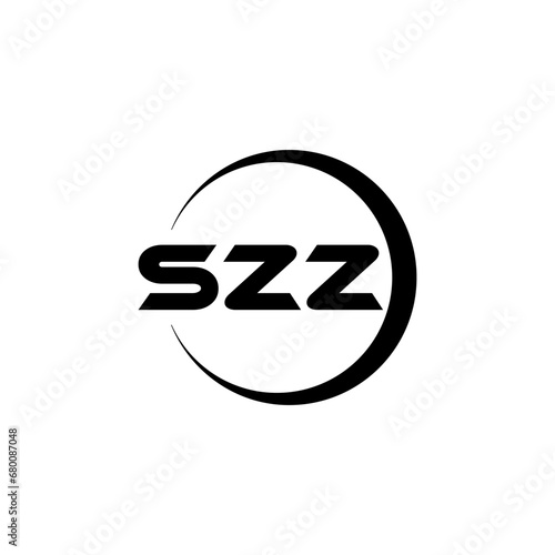 SZZ letter logo design with white background in illustrator, cube logo, vector logo, modern alphabet font overlap style. calligraphy designs for logo, Poster, Invitation, etc. photo