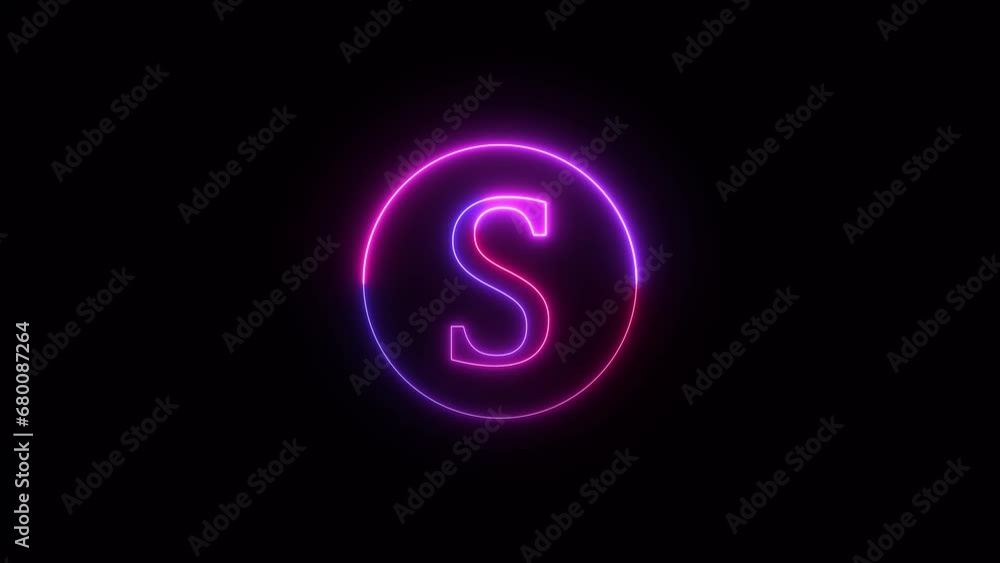 Neon font letter S. Animated neon alphabet, neon font S, neon text S, neon letter S Neon font letter S. Animated neon alphabet, neon font S, neon text S, neon letter S