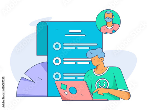 Person interviewing for job flat vector concept operation hand drawn illustration
